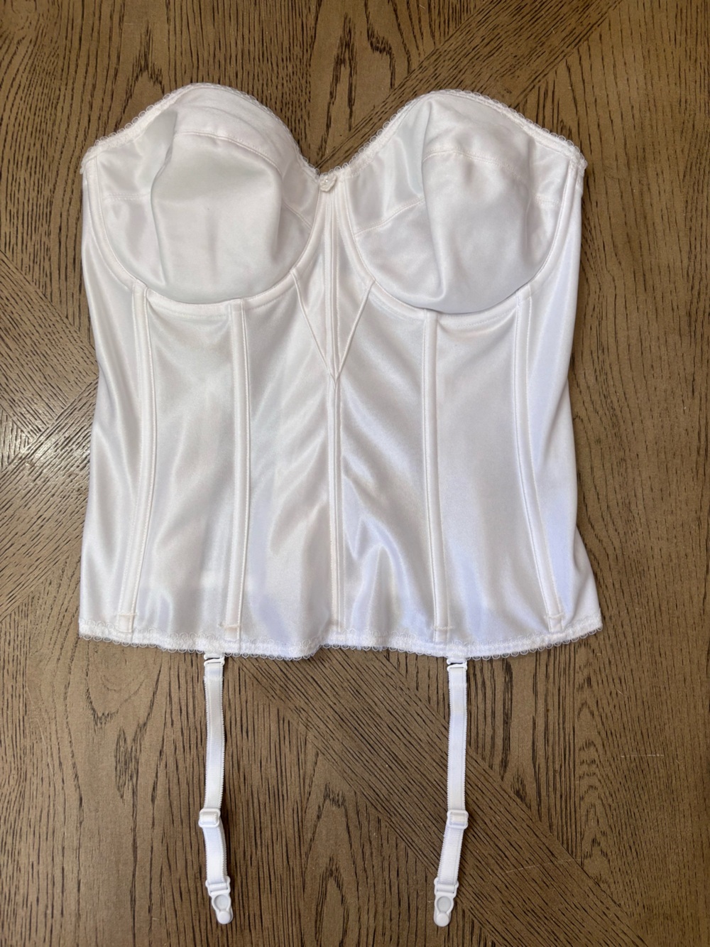 Dominique Longline Bra 36DD Juliette Satin 8950 Corset Bridal Bustier 2 Garters